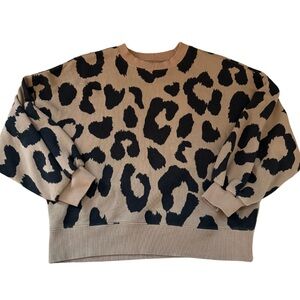 Pistola Leopard Print Crew Neck Sweater - Tan and Black